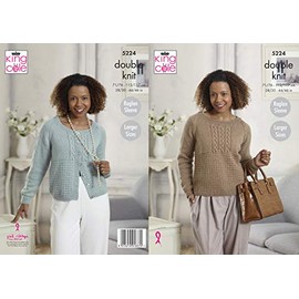 King Cole Ladies Double Knitting Pattern Womens Raglan Sleeve Sweater & Cardigan (5224)