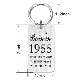 70th Birthday Gifts for Women Men Female Male - 70 Year Yr old Birthday keyring for Her Him Woman Man 1955 Birthday
