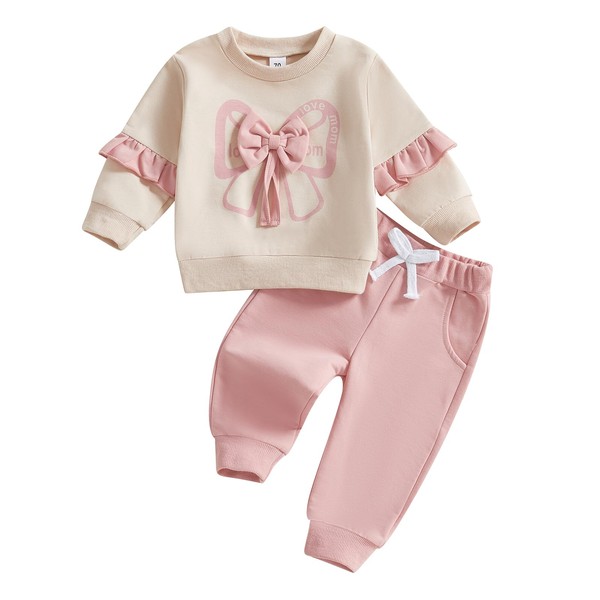 L&ieserram Baby Girls Causal 2Pcs Outfit Set Crew Neck Long