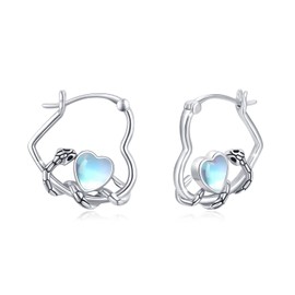 TRISHULA Animal Earrings 925 Sterling Silver Snake Hoop Earrings Hypoallergenic Moonstone Earrings Snake Jewellery Gift for Women Girls Women Children, Sterling Silver