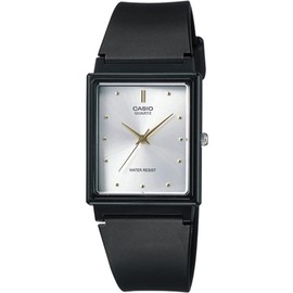 Casio Analog Wristwatch, Urethane Strap, Rectangular Face, Men's Overseas Model, Silver, Simple