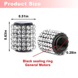 Sandfren Bling Car Tire Valve Stem Caps, 4PCS Rhinestone Dustproof Vehicle Wheel Air Valves Covers, Attractive Diamond Auto Tire Stem Protector, Universal for SUVs Trucks Motorcycles (White)