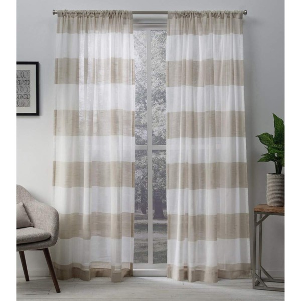 Exclusive Home Curtains Darma Light Filtering Semi-Sheer Linen Rod Pocket Curtain Panel Pair, 50x96, 2 Count