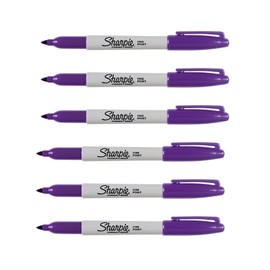 Sharpie Permanent Markers, Fine Point, Purple, Pack of 6