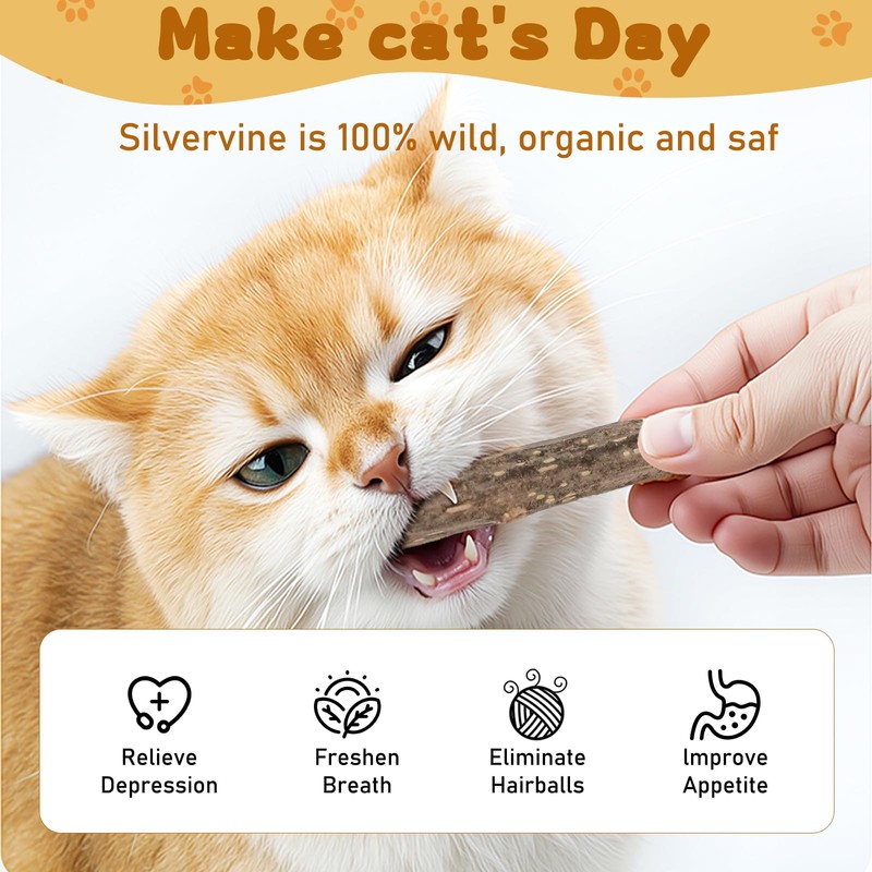 WoLover Silvervine Sticks for Cats, Natural Catnip Matatabi Chew Sticks