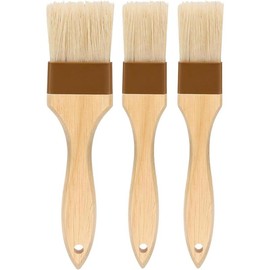 Pastry brush,Basting brush for Cooking, Bristle BBQ Brush for Oil & Sauce,Wooden Handle Food Brush for Baking,Easy Clean Butter Brush,Durable Kitchen Culinary Utensil (1", 1 1/2 Inch,3 Pack)