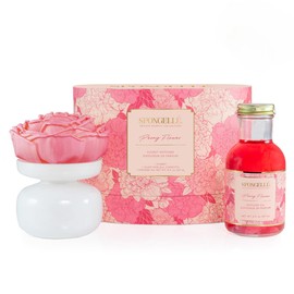 Spongellé Peony Flower Reed Diffuser – Luxury Scented Home Fragrance, Long-Lasting Aroma, Decorative Glass Vessel, Gift-Ready Box – Private Reserve Collection