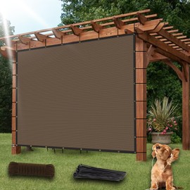 8'X12' Patio Sun Shade Cloth with Grommets, 90% Outdoor Sunshade Canopy Cover Screens, Heat Blocking Mesh Tarp for Pergola, Driveway, Deck, Porch