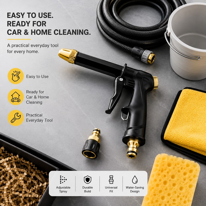 High-Pressure Car Wash Water Gun for Home Cleaning – Adjustable