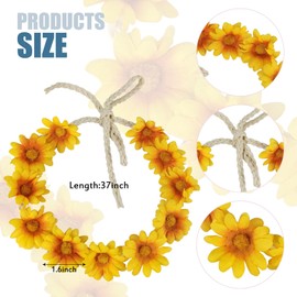 1 Pack Flower Headband, Flower Crown, Sunflower Headpiece, Daisy Crown for Women, Girls, Hippie Accessories (Yellow, M)