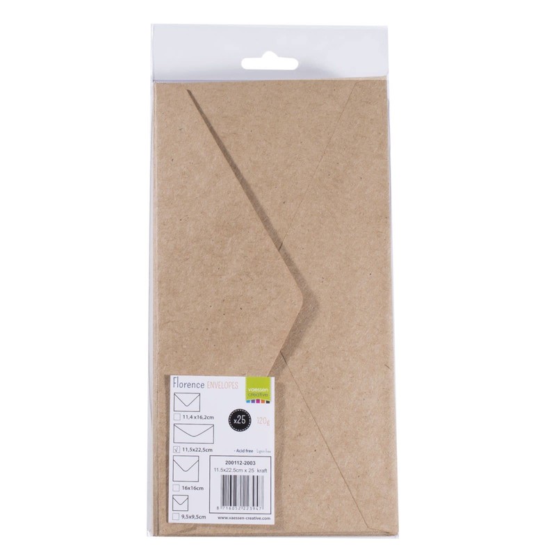 Vaessen Creative Florence Envelopes DIN Long Kraft Brown Pack of