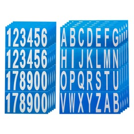 sourcing map 10 Sheets Mailbox Numbers and Letters Reflective Vinyl Waterproof Number Letter Stickers for Indoor/Outdoor Sticker Decals White in Blue