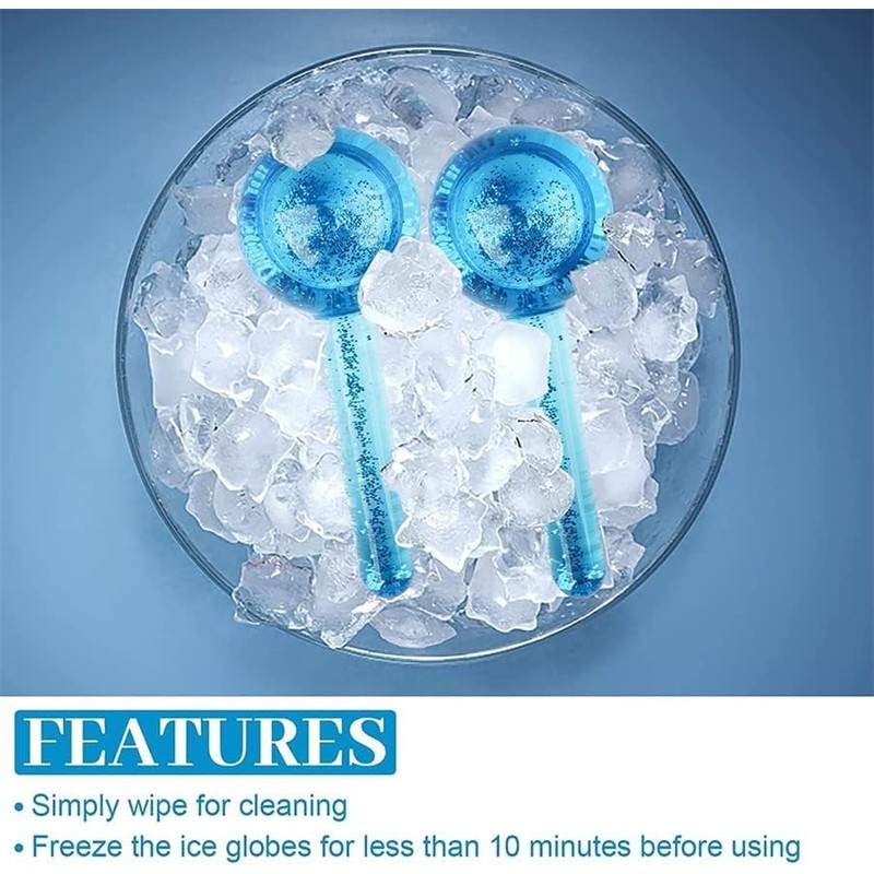Blue Ice Globes for Facials, Ice Globes, Cold Face Roller,