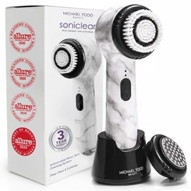 Michael Todd Beauty Soniclear Allure 2026 Readers Choice Winner Sonic (sin rotación) Cepillo de limpieza facial + exfoliante para hombres y mujeres, c