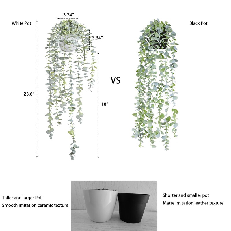 BACAMA Decorative Hanging Plants for Shelf, Faux Ivy Eucalyptus Vine,
