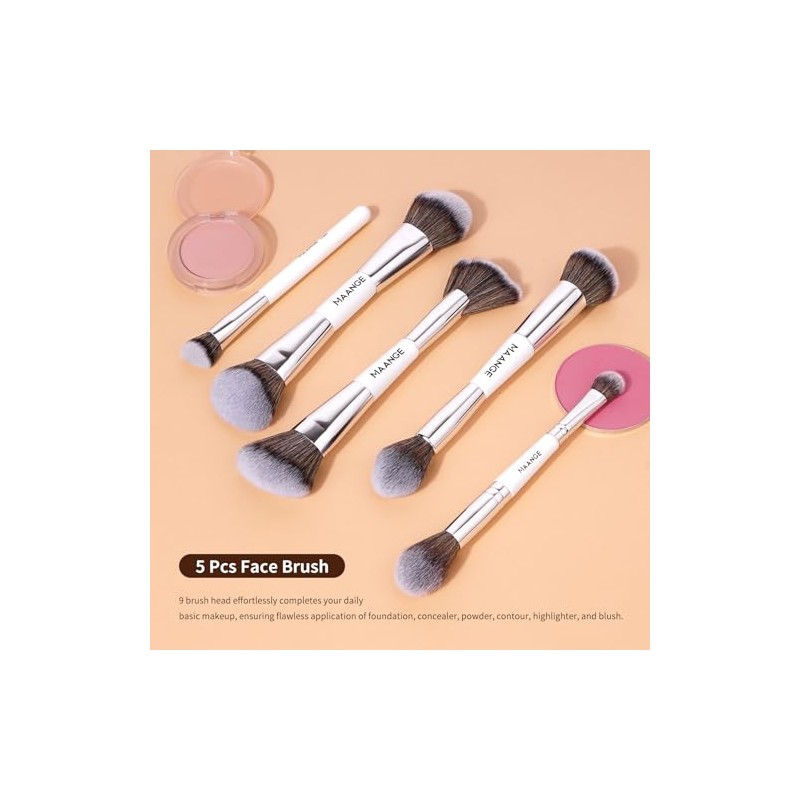 MAANGE 12PCS Brochas para Maquillaje de Doble Punta Profesional Premium,