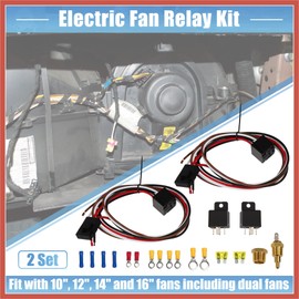 ACROPIX Dual Electric Fan Relay Kit with Thermostatic Sensor Switch 185 on 175 Off 40A Radiator Electric Cooling Fan Wiring Install Kit Automotive Fan Wiring Kit Controller Car Parts