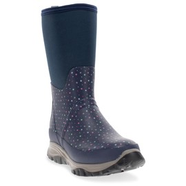 Western Chief Women's Dainty Dot Neoprene Mid Cold Weather Boot, Navy, 8