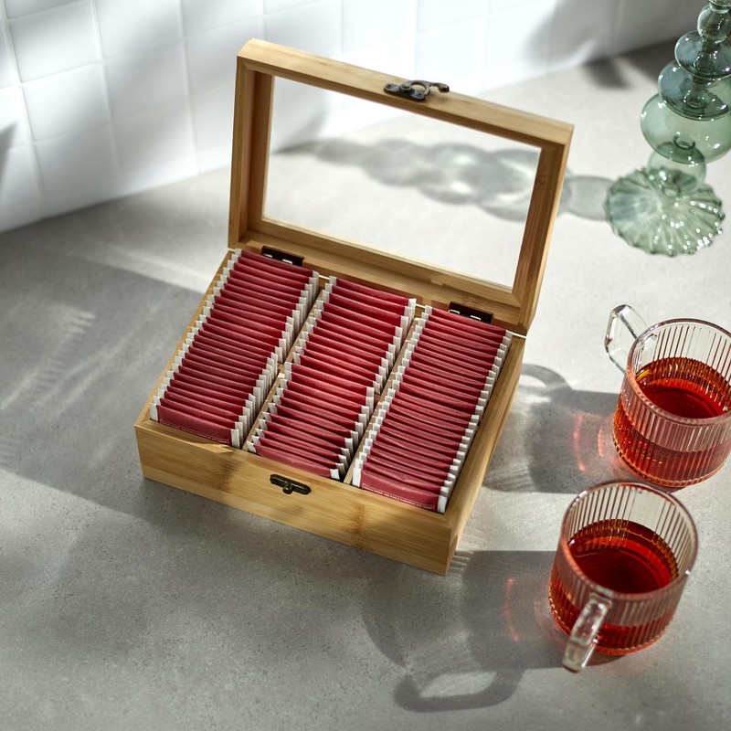 wenco 555128 Tea Box, 6 Compartments, Bamboo Tea Storage, Tea