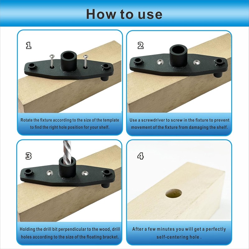 Dowel jig Kit Floating Shelf Bracket Drill Guide Woodworking for