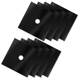 8Pcs Gas Hob Range Protectors Stovetop Burner Protector Liner Cover Cleaners Cooker Reusable Double Thickness,Heat Resistant,Non-Stick Gas Stove Mats for Fast Kitchen Cleaning 10.6 x 10.6"(Black)