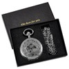 Double Open Silver Gear and Star Men's Mechanica Pocket Watch