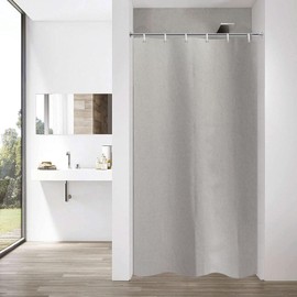 YISURE Narrow Linen Textured Shower Curtain 90x180cm, Heavy Duty Fabric Shower Curtains for Bathroom Waterproof Thick Hotel Luxury, Grey 35''x71''
