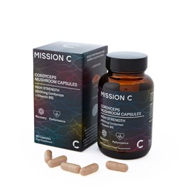 Cordyceps Mushroom Capsules 8,000mg with Added Vitamin B5 | Nootropic Supplement for Cognition, Athletic Performance, Endurance & Stamina | 60 Two-a-Day Vegan Capsules - Mission C Cordyceps