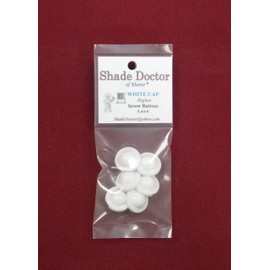Shade Doctor of Maine White Higbee Screw Buttons for Roller Shade Ring Pulls & Tassels - 6 Pack