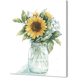 Paint by Numbers for Adults & Kids Easy for Beginner Kits Sunflowers Framed Canvas Flowers Painting Large Boards Color Acrylic Paint DIY Art Crafts Wall Art Decorations 8×12 Inch