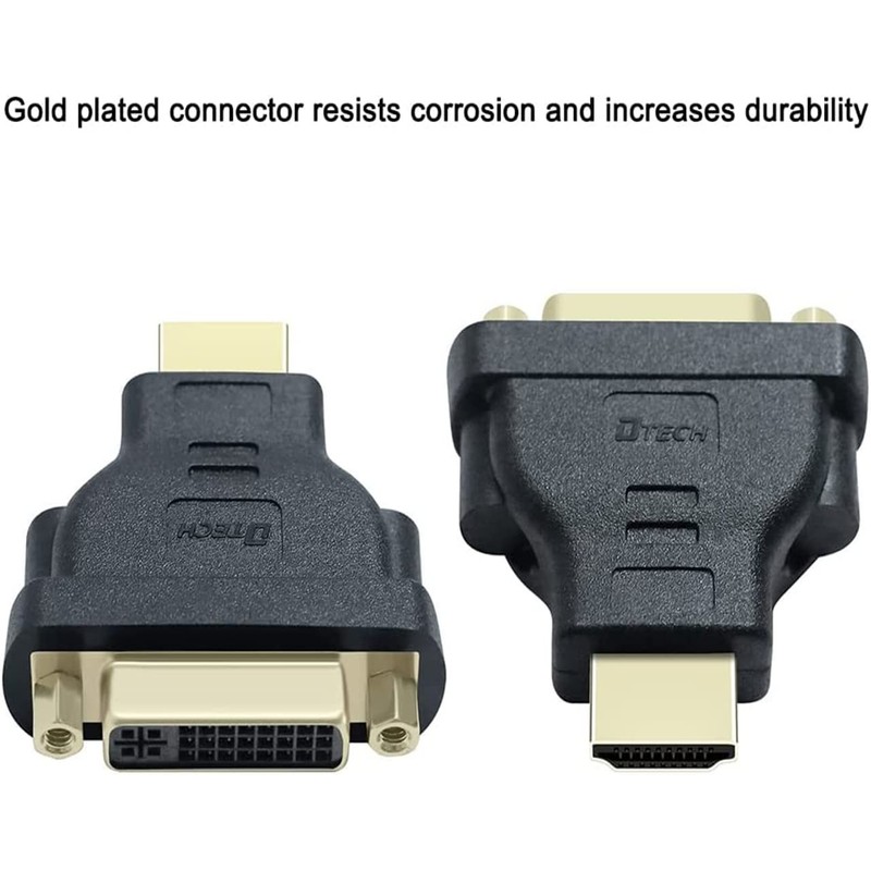 DTECH DVI Female to HDMI Male Adapter Bi-directional DVI-I 24+5