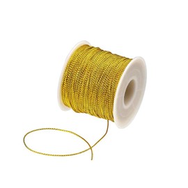 Gold Thread Metallic Tinsel String Cord 1mm Non Stretch Thread for Ornament Hanging Gift Wrapping Craft Making (Gold)
