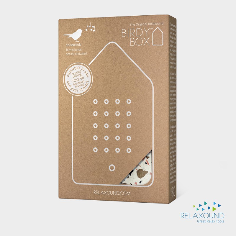 RELAXOUND Original Birdybox Toffee Terrazzo - Modern Bird Singing Box