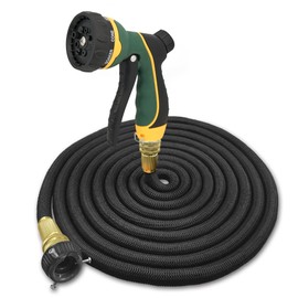 TheFitLife Rubber Hose, Sprinkler Hose, Stretchable Hose, Car Wash Hose (2.5m to 7.5m), Black