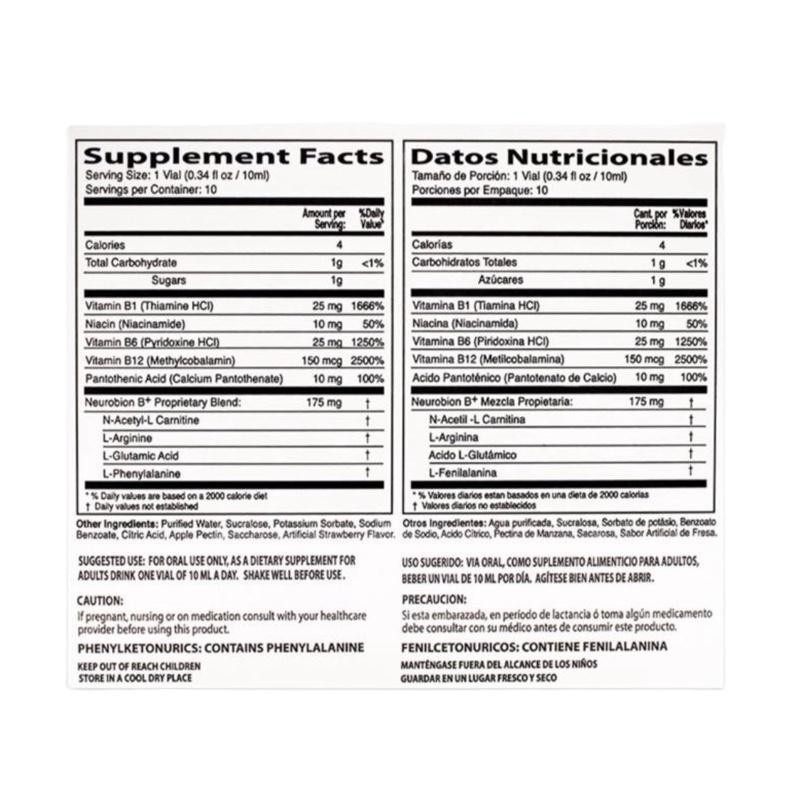 Neuro Plus Dietary Supplement – 10 Vials with Vitamin B12