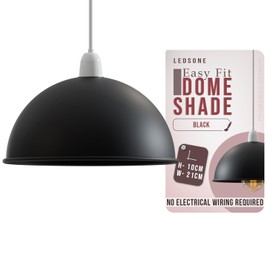 LEDSone Industrial Ceiling Lampshade Vintage Retro Dome Pendant Shade for Hanging Ceiling Lights [Energy Class A] (Black)