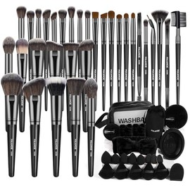 MAANGE Juego de 54 brochas de maquillaje, juego de herramientas de maquillaje, kit de maquillaje multifuncional, cepillo sintético de alta calidad, ju
