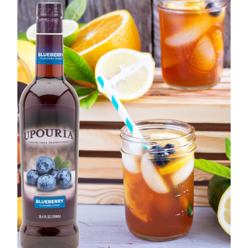 Upouria Blueberry Syrup Flavoring, 100% Vegan, Gluten-Free, Kosher, 750ml bottle