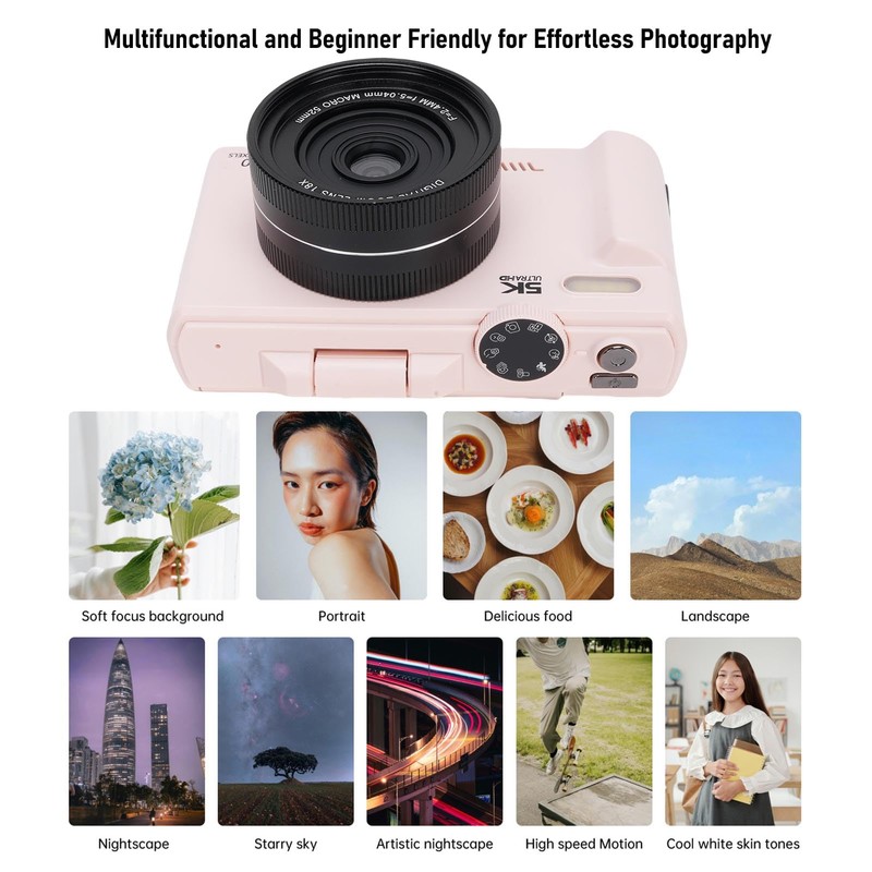 Bewinner 5K Digital Camera 75MP WiFi Vlog Cam with 18X