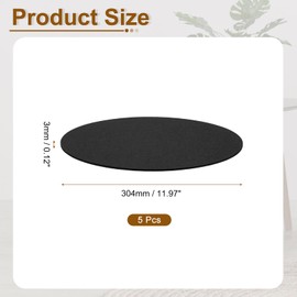 uxcell Round Felt Furniture Pads, 5Pcs 12" Dia x 0.12" Thick Adhesive Backed Felt Non-Slip Anti-Scratch Felt Pads Chair Leg Protectors for Protecting Hardwood Floor, Black