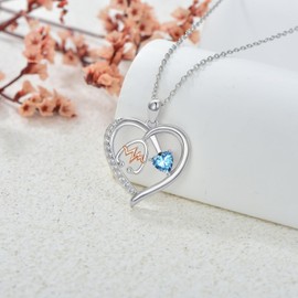 Heart Stethoscope Pendant Necklace for Women 925 Sterling Silver Gemstone Birthstone Nurse Day Doctor Medical Jewelry RN Registered Graduation Retirement Gifts-March