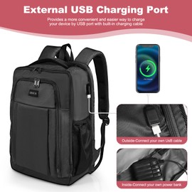 ZRSUN Travel Backpack, Business Anti Theft Slim Sturdy Laptops Backpack with USB Charging Port, Water Resistant College School Laptop Bag for Men & Women Fits 15.6 Inch Notebook (Black)