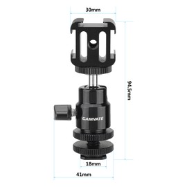 CAMVATE Adjustable 1/4"-20 Ball Head Support with Shoe Mount Adapter + 3-Way Cold Shoe Mount Bundle