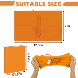 KICNIC Orange Fabric Book Cover for Hardcover, 1 Pack, 6x9 Inch, Up to 8.5”x9.5”, Adjustable School Book Sleeve Protector for Teens, Stretchable Decorative Cloth Book Sox for Book Lovers