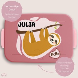 Children's Bento Box Midi Lunch Box for Mepal Bento Box - Sloth Sloth - 900 ml - Pink - Lunch Box Boys School Name Snack Box Nursery Lunch Box