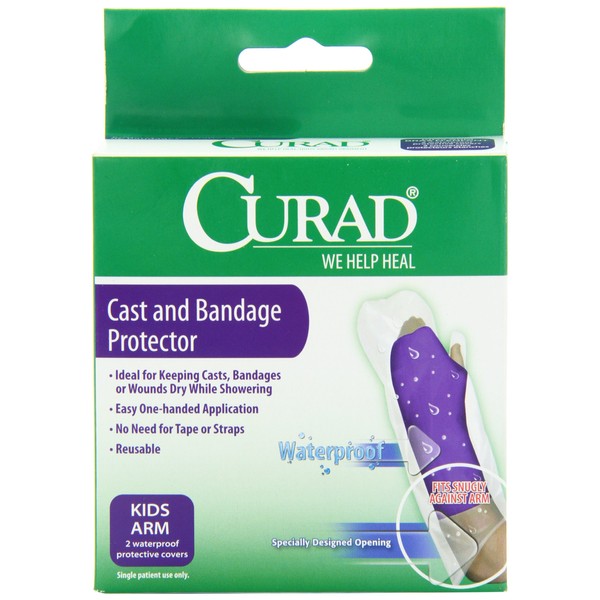 Curad Cast and Bandage Protector, Child Arm, Waterproof, 2 Count