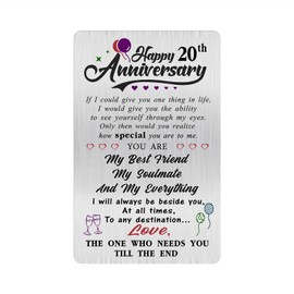 Alotozo 20 Year Wedding Anniversary Card - Happy 20th Wedding Anniversary Cards Gifts for Husband Wife - 20 Years Anniversary Card for Him Her