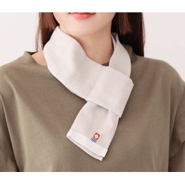 Sleeping Sheep Imabari Towel Inserted Neck Gauze Short Scarf Made in Japan Thin Plain Border Sunburn Protection Ice Pack UV Protection Gift, Solid (beige)