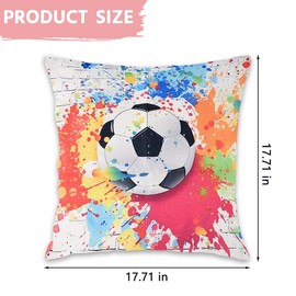 Soccer Pillow Covers for Women Men Coloerful Soccer Throw Pillow Case Cool Football Pillowcase for Sofa Bed Decorative Sport Cushion Cover with Zipper Daughter Son Birthday Gift for Boys Girls Friend