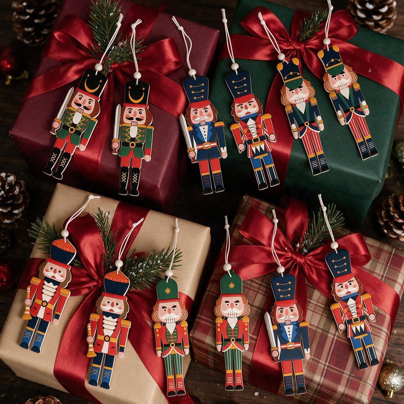 Prmape 12 Pieces Christmas Nutcracker Ornaments 13.5cm, 6 Styles Xmas